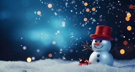 Fototapeta premium Funny Christmas Snowman in snow 