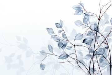 An abstract background image for creative content, featuring light blue leaves with plenty of space for customization, providing a versatile and adaptable canvas. Illustration