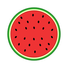 Circle slice of watermelon fruit fresh flat illustration