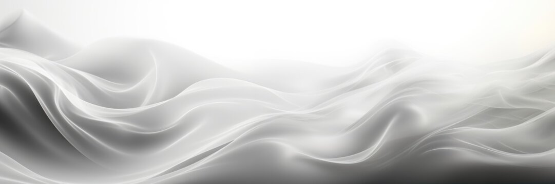 An abstract background image for creative content in wide format, featuring a white flow, providing a canvas for artistic expression with a sense of purity and simplicity. Photorealistic illustration