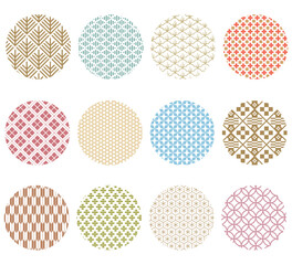 Set of circle shape in Japanese style. Geometric pattern 