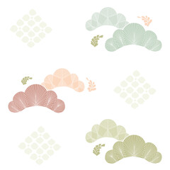 pattern with bonsai tree icon in vintage style