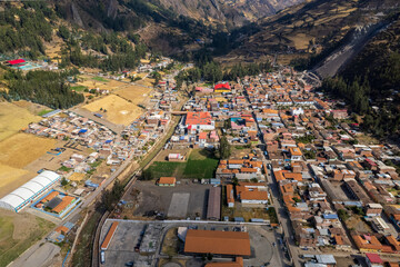 Aerial view of the town of Chavin de Huantar, Ancash
