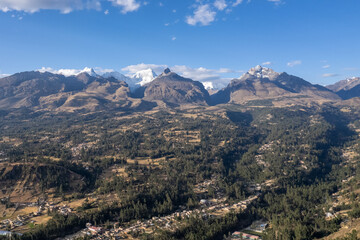 Aerial view of the town of Huaraz, Ancash.