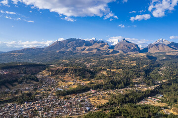 Naklejka premium Aerial view of the town of Huaraz, Ancash.