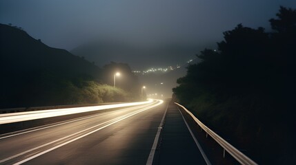 Road at Nighttime. generative AI