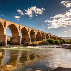 iran ancient bridge over river. © mindstorm