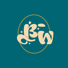letter BW Elegant wedding alphabet. Typography luxury classic lettering serif fonts decorative logo vintage retro concept.