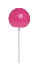 Stick with pink lollipop isolated on white