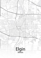 Fototapeta na wymiar Elgin Illinois minimalist map