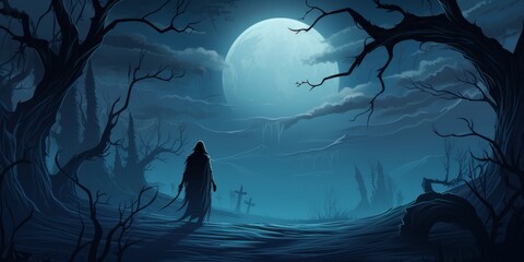 Dramatic illustration of the Grim Reaper. 