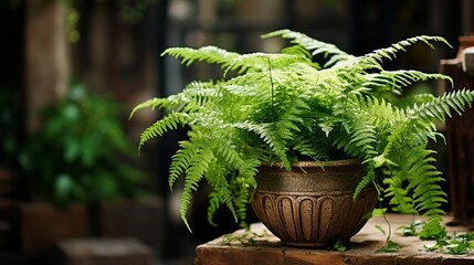 Green fern in a pot 