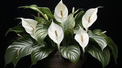A white lilly glowers with leaves 