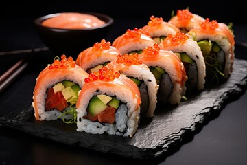 Delicious sushi / maki rolls on a plate.
