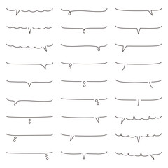 シンプルな横長の吹き出しのベクターイラストセット。　ふきだし、フレーム