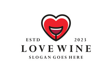 Love wine logo vector icon illustration hipster vintage retro