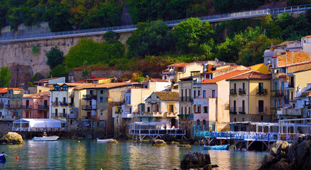 Obraz premium historic center and sea view in Scilla Calabria Italy