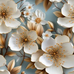 white flowers seamless pattern