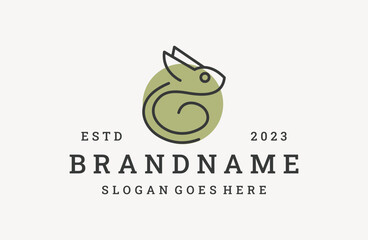 Rabbit logo vector icon illustration hipster vintage retro