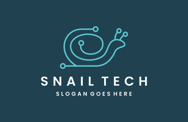  Snail tech logo template vector illustration design