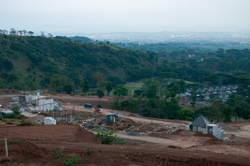 construction site for residential areas in the mountains