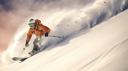 Naklejka na ściany i meble skier on the slope