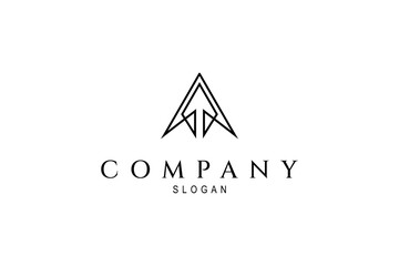 spear weapon arrow logo design in triangle shape