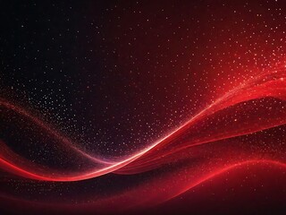 Futuristic digital red flowing particles wave and sparkling light abstract background. A Generative AI Digital Illustration.