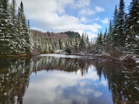 The Little White River Of The Portneuf Wildlife Reserve In Early Winter.