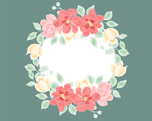 Hand Drawn Magnolia Flower Wreath