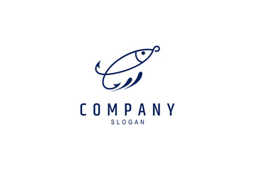 Fish hook logo template in flat style suitable for fishing logo