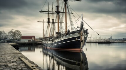 Fototapeta na wymiar Photography of an Old Ship at the Dock