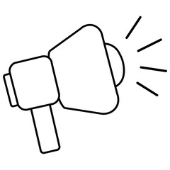 Megaphone outline icon. Sound amplifier symbolizing expanded communication.