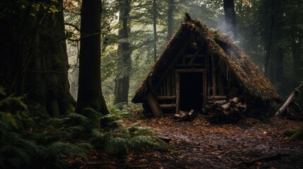 Wood Hut Photography in the Middle of the Forest