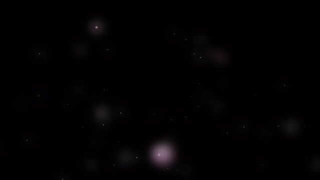 空間に広がる幻想的なピンク色のゆったりとした光のパーティクル。背景透過。ループ可。