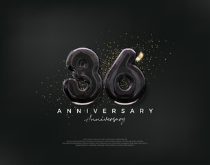 36th anniversary celebration, vector design with luxury black balloons illustration. Premium vector background for greeting and celebration. - obrazy, fototapety, plakaty