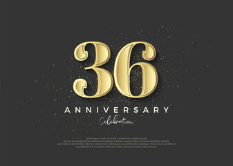 Fototapeta na wymiar 36th anniversary golden. Premium vector design to celebrate birthday. Premium vector background for greeting and celebration.