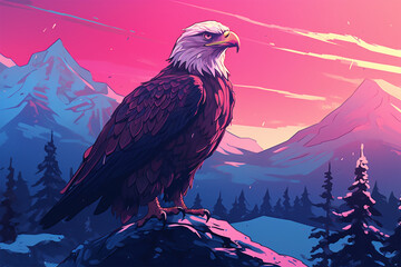 illustration of the view of an eagle in winter