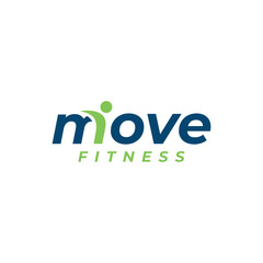 move fitness wordmark logo design creative concept