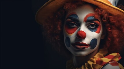 Portrait of a woman in a clown costume 