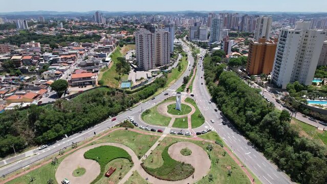 Capela da Luz in the city of Jundiai in Sao Paulo, Brazil. Aerial view.