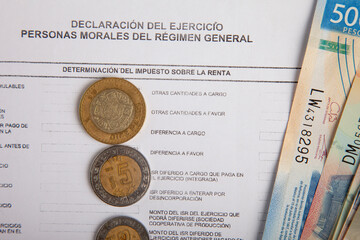 Mexico tax declaration form and mexican pesos