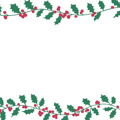 クリスマスリースフレーム。柊のクリスマス背景。12月のイベント飾り背景。クリスマス素材。Christmas wreath frame. Holly Christmas background. decoration background for December event. Christmas backgrounds.