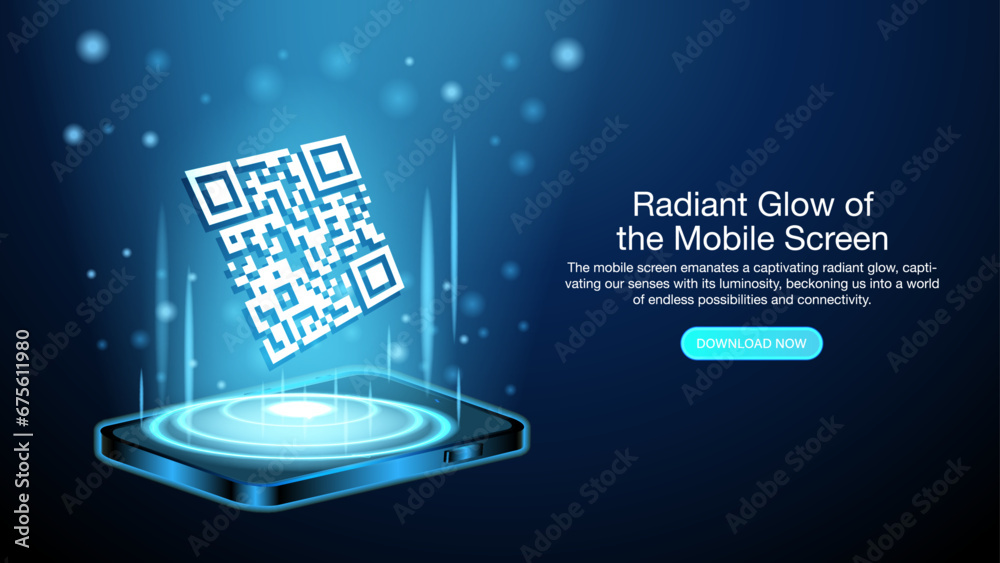 Poster qr code with smart phone futuristic banner. qr code verification banner. verification concept for mo
