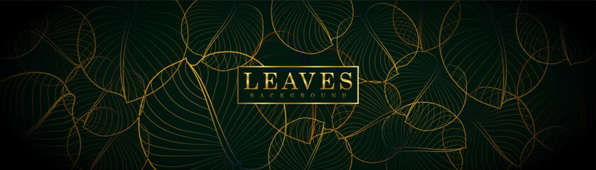 Bright natural background with golden plant leaves. Vector exotic pattern with shiny palm leaves. © Parbat