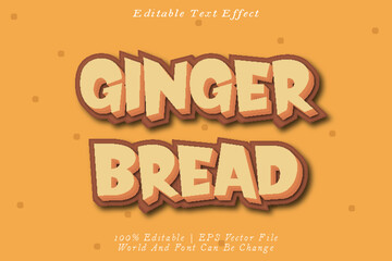 Ginger Bread Editable Text Effect 3D Emboss Cartoon Style
