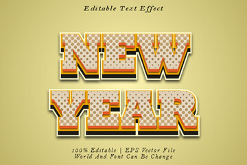 New Year Editable Text Effect 3D Emboss Cartoon Style