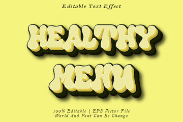 Healthy Menu Editable Text Effect 3D Emboss Cartoon Style