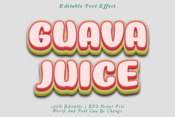 Guava Juice Editable Text Effect 3D Emboss Cartoon Style