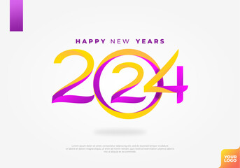 Fototapeta na wymiar Happy new years 2024 logotype icon